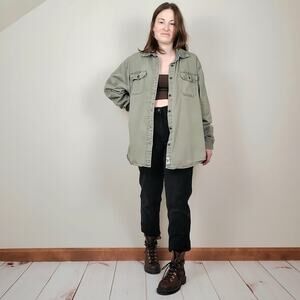Vintage Y2K Wrangler Utility Shirt Olive Green XL